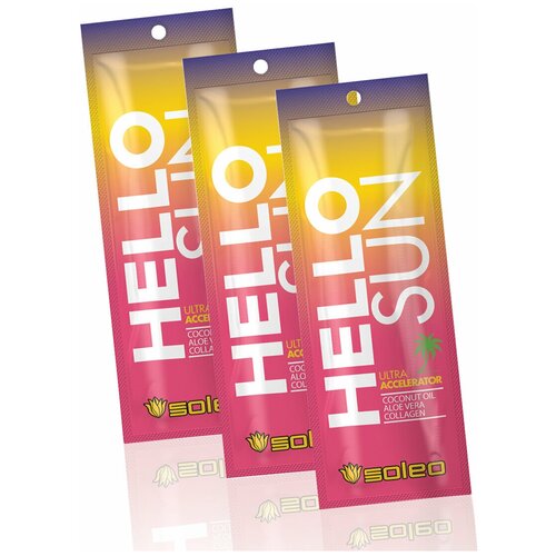 Комплект Soleo HELLO SUN Крем ультра-ускоритель для загара с маслом какао 15 мл*3 шт