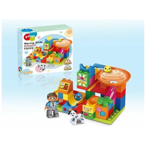 Конструктор Pilage Магазин сладостей (38 деталей), лабиринт с шариками и воронками