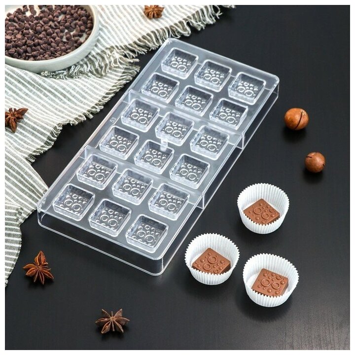 Форма для шоколада и конфет KONFINETTA «Пористый шоколад» 33×16 5×2 5 см 18 ячеек ячейка 3×3×1 см