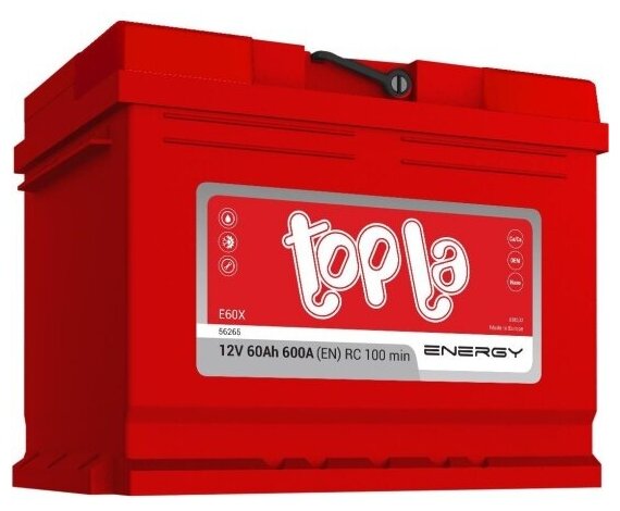 Аккумулятор Topla Energy E60X 56265 SMF (108160), 242x175x190, прямая полярность, 60 Ач