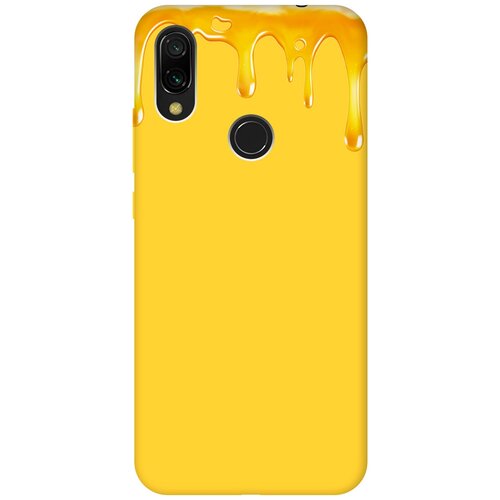 фото Силиконовый чехол на xiaomi redmi 7 / сяоми редми 7 silky touch premium с принтом "honey" желтый gosso