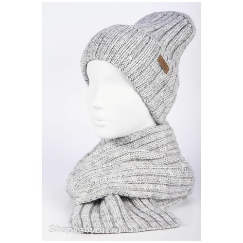 фото Комплект (шапка и шарф) ferz цвет серый светлый размер универсальный