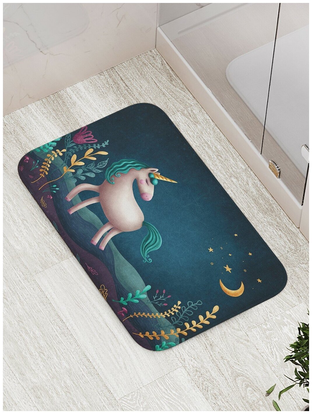 Противоскользящий коврик для ванной сауны бассейна JOYARTY Ночной Единорог