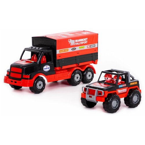 фото Набор машинок полесье mammoet грузовик с тентом и ралли-джип