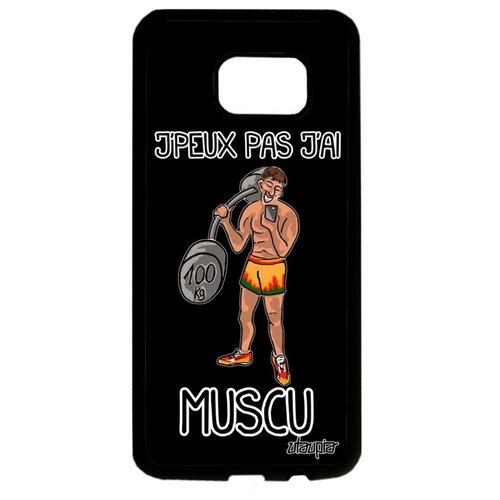 фото Защитный чехол на смартфон // galaxy s7 edge // "не могу - у меня бодибилдинг!" рисунок крутой, utaupia, черный