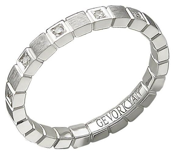 Кольцо обручальное Эстет белое золото, 585 проба, родирование ...