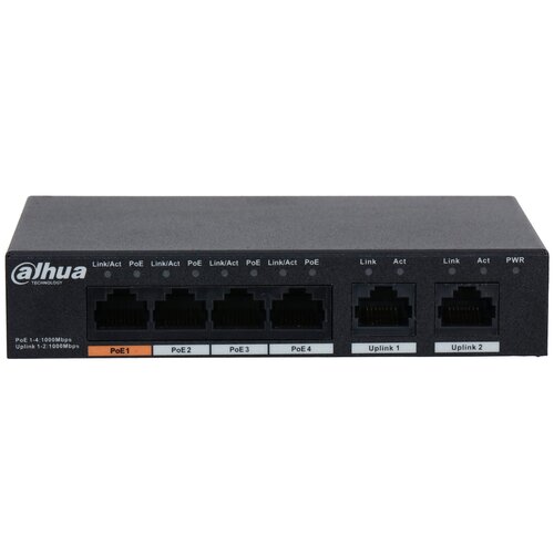 Коммутатор Dahua DH-PFS3006-4GT-60 4x100Mb 3PoE 60W неуправляемый 1101400₽