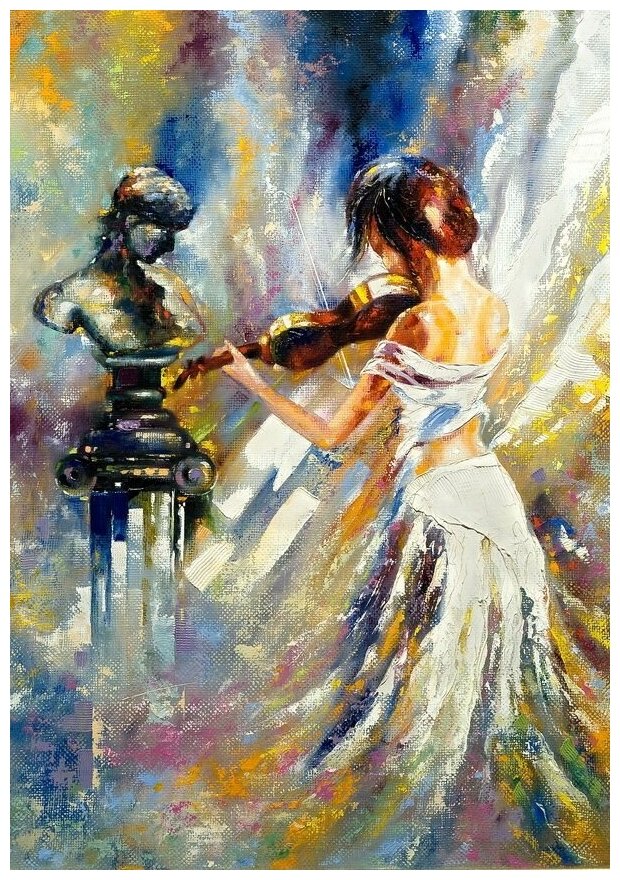 Постер на холсте Девушка играющая на скрипке (Girl playing the violin) 30см. x 43см.