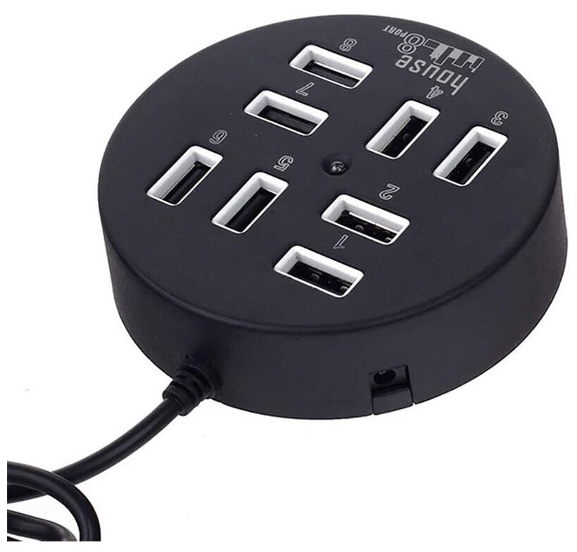 USB Хаб на 8 портов USB 20 Разветвитель Концентратор Хаб Удлинитель для пк и ноутбука круглый черный