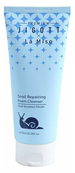 Premium Jigott & La Miso Пенка для умывания восстанавливающая с муцином улитки Snail Repairing Foam Cleanser, 180 мл, 180 г
