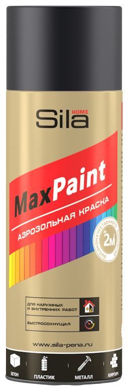 Эмаль аэрозольная черный матовый Sila RAL9005 520мл Sila Home Max Paint