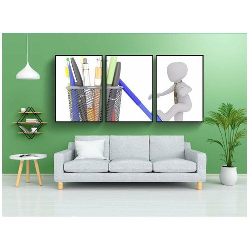 фото Набор модулных постеров для интерьера "белый кобель, 3d модель, изолированный" 60x90 см. в тубусе, без рамки lotsprints