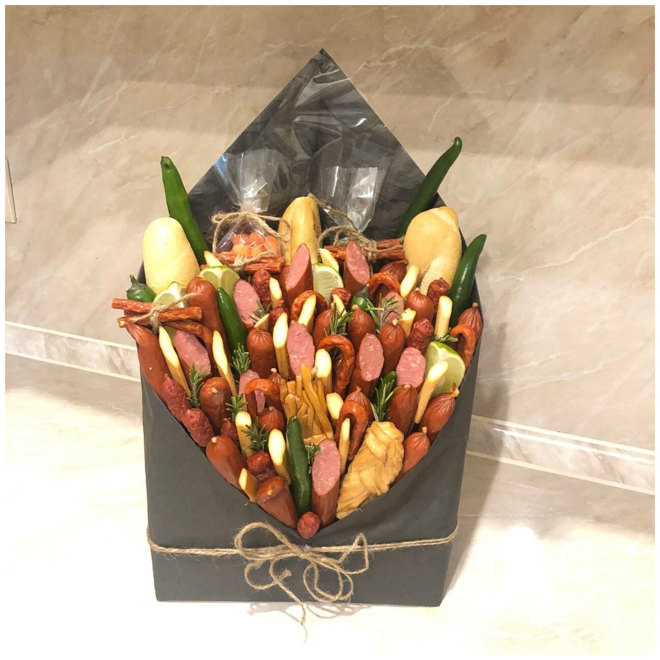 Мужской букет из колбасок