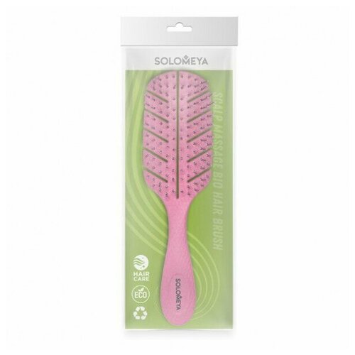 Solomeya Массажная био-расческа для волос мини Розовая Scalp massage bio hair brush mini Pink, 1 шт