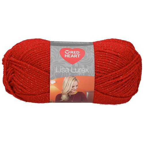 Пряжа для вязания Red Heart 'Lisa Lurex' 50гр 133м (97% акрил, 3% полиэстер) (00008 красный), 10 мотков heathfield lisa seed