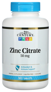 Фото 21ST CENTURY Zinc Citrate 50 мг 360 таблеток