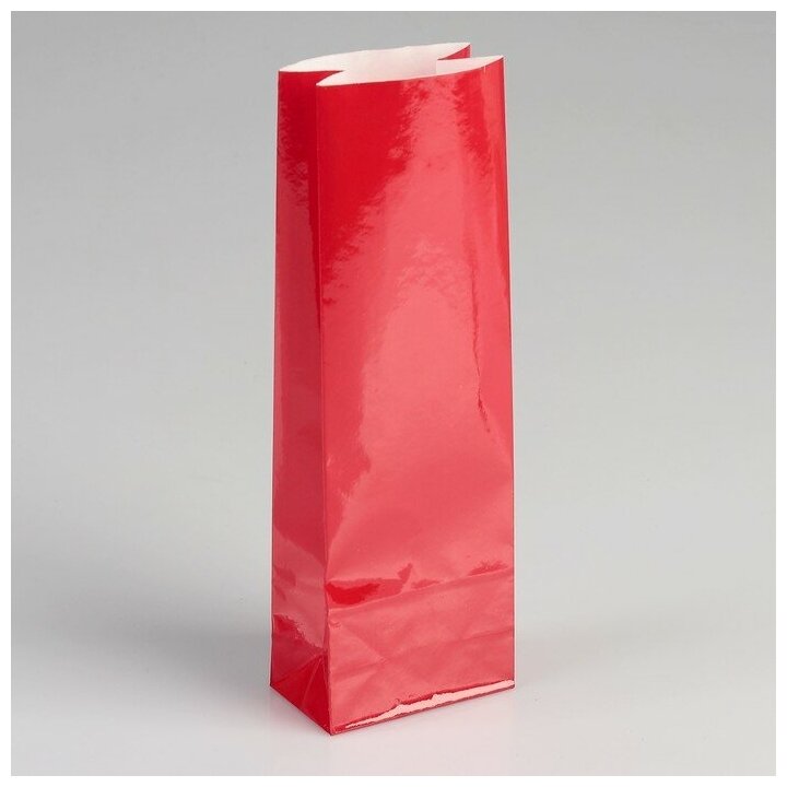 Пакет бумажный фасовочный, глянцевый, красный, 7 х 4 х 21 см (20 шт)