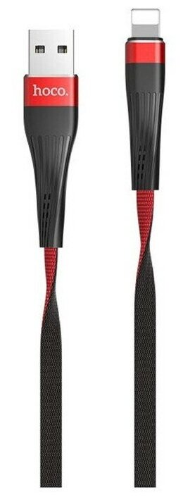 Кабель HOCO U39 USB (m)-Lightning (m) 1.2м 2.4A ткань красный черный
