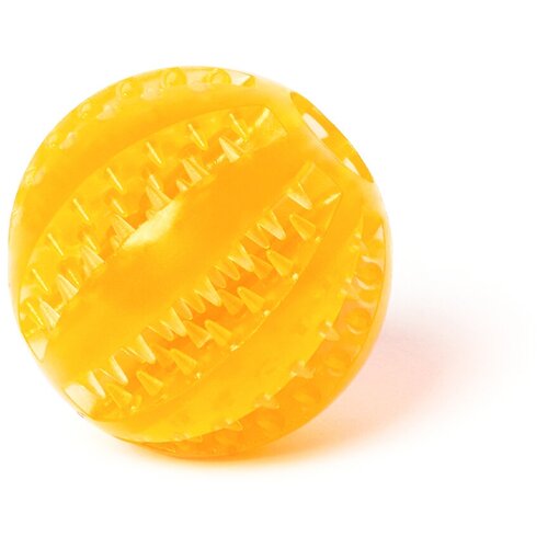 Игрушка мяч для собак резиновый неубиваемый, Чистые клыки, Играй Гуляй, диаметр - 5 см, оранжевый