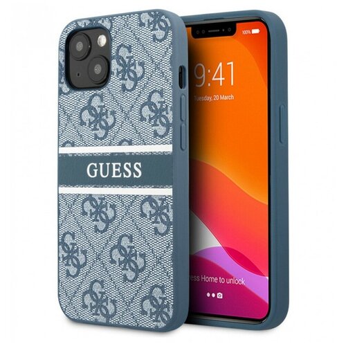 фото Чехол cg mobile guess pu 4g stripe printed logo hard для iphone 13 mini, цвет синий (guhcp13s4gdbl)