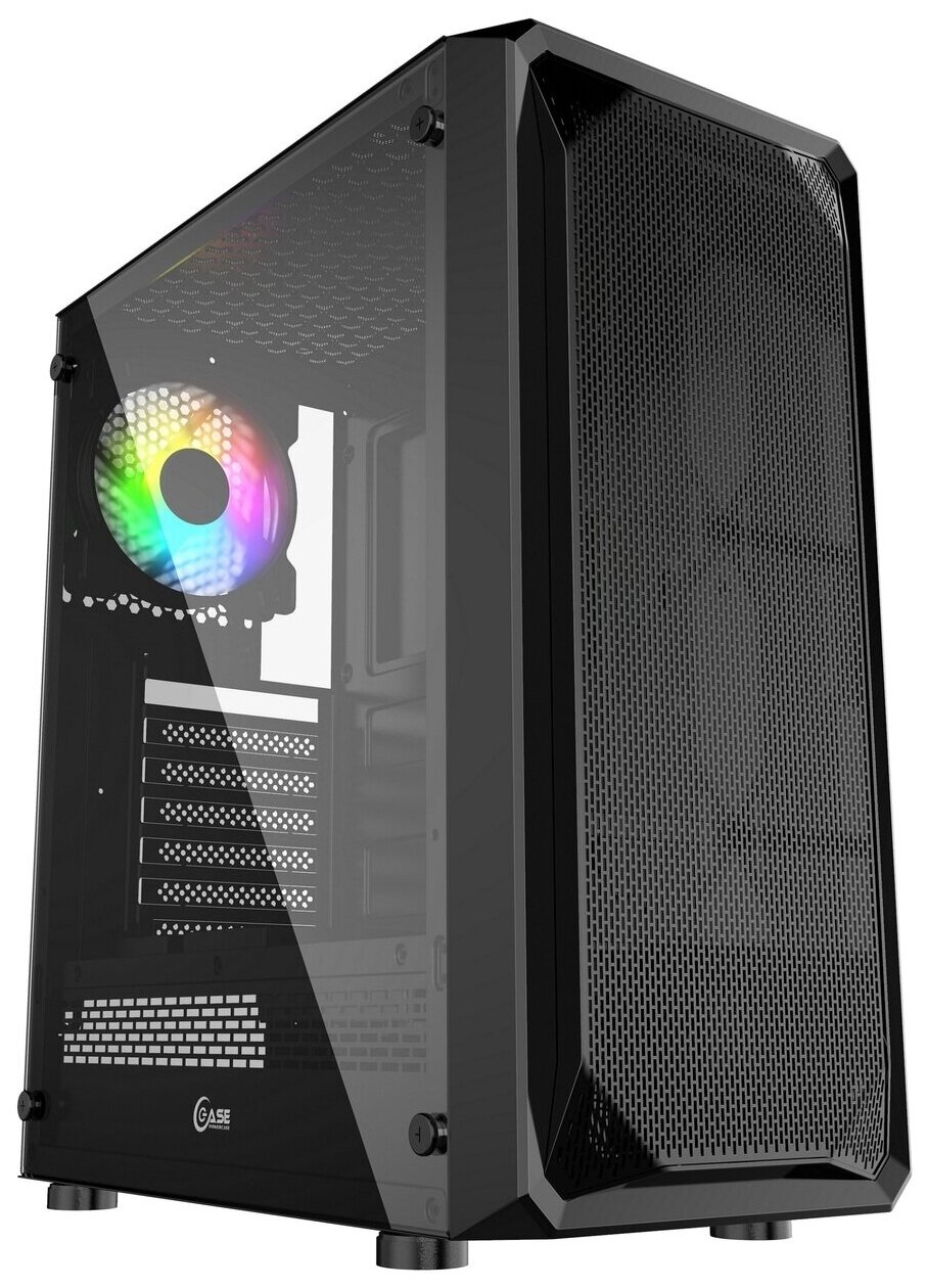 Powercase CMDM-L1 Корпус Diamond Mesh Led, Tempered Glass, 1x 120mm 5-color fan, чёрный, ATX (cmdm- .