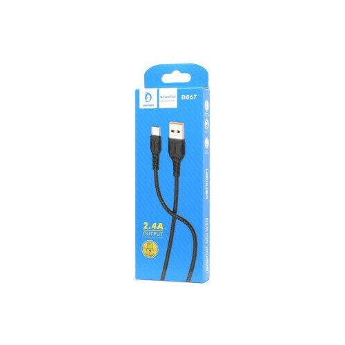 Кабель DENMEN D06T USB to TYPE-C, 2.4A, 1 м, черный