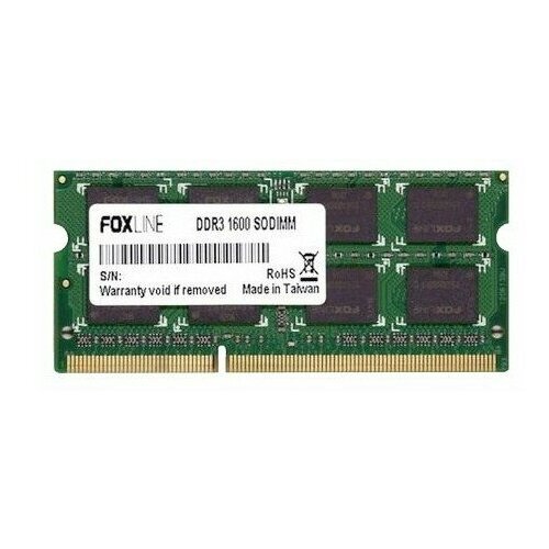 Foxconn Модуль памяти Foxline DDR3 SODIMM 4GB FL1600D3S11SL-4G PC3-12800 1600MHz 135V 73200₽