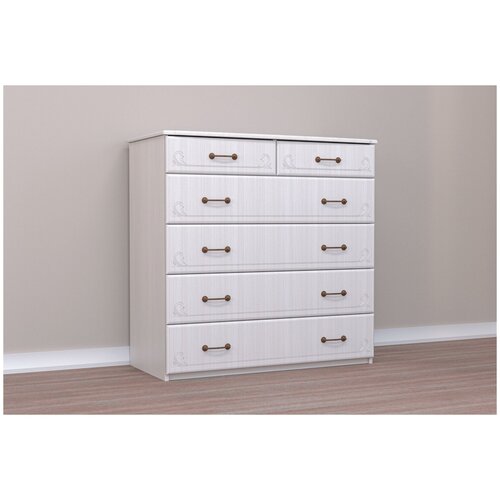 КЭТ-6 Спальня Комод 6 ящ Бодега/Сандал Белый
