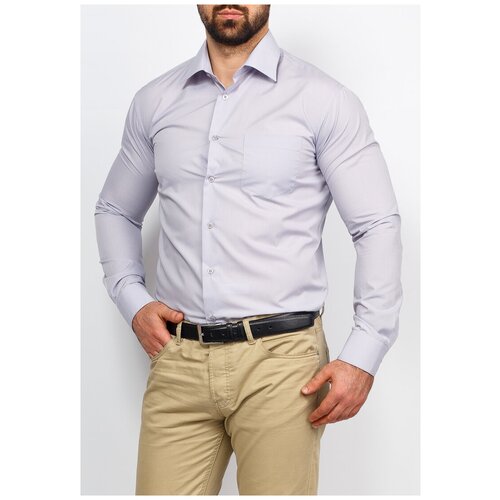 фото Рубашка мужская длинный рукав casino c320/1/1135/z, полуприталенный силуэт / regular fit, цвет серый, рост 174-184, размер ворота 44