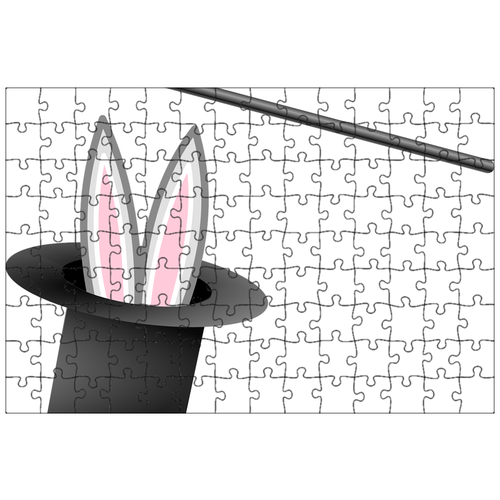 фото Магнитный пазл 27x18см."волшебник, шапка, кролик" на холодильник lotsprints