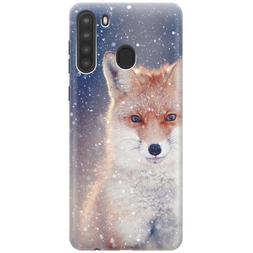 фото Gosso ультратонкий силиконовый чехол-накладка для samsung galaxy a21 с принтом "лисица в снегопад"