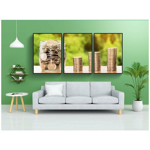 фото Набор модулных постеров для интерьера "деньги, финансы, бизнес" 60x90 см. в тубусе, без рамки lotsprints
