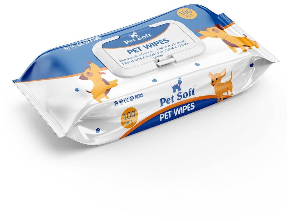 Салфетки влажные PET SOFT WIPES для животных 100шт