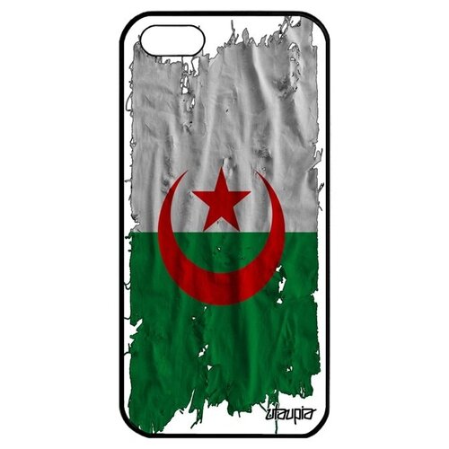 фото Защитный чехол на мобильный // iphone 5 5s se (2016) // "флаг алжира на ткани" страна стиль, utaupia, белый
