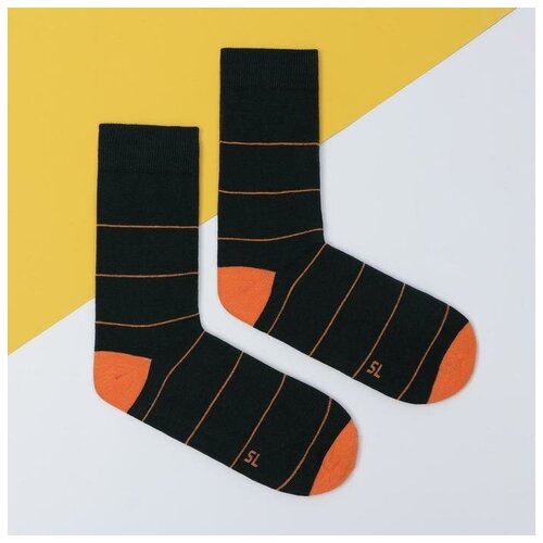 Носки , размер 38, черный, оранжевый