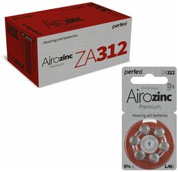 Батарейки Perfeo ZA312/6BL Airozinc Premium, 60 шт