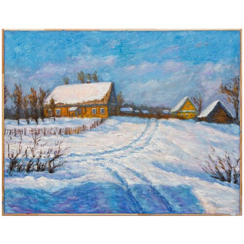 фото Картина маслом "зима в деревне" щербаков русская живопись