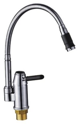 Смеситель на кухню Potato P40233-6 c гибким изливом, картридж 35 мм, хром, крепление гайка