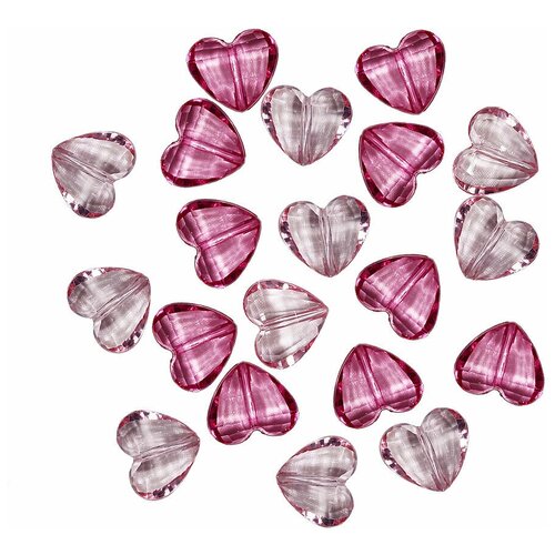 Декоративные бусины Сердце розовые 20 шт