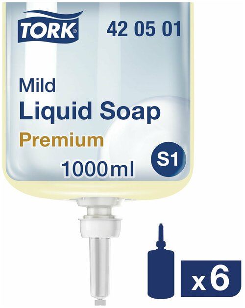 Картридж с жидким мылом одноразовый TORK (Система S1) Premium, 1 л, 421501, 420501