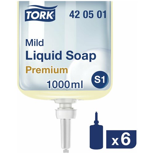 Картридж с жидким мылом одноразовый TORK (Система S1) Premium, 1 л, 421501, 420501