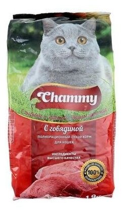 Полнорационный сухой корм Chammy для кошек с говядиной,1.9кг - фотография № 7