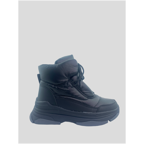 Спортивные ботинки женские зимние из текстиля и экомеха на толстой подошве (4877) Цвет: Черный