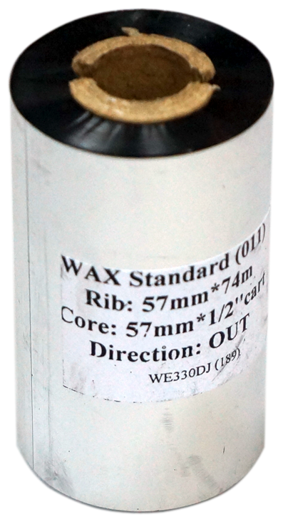 Красящая лента риббон WAX Standard 57мм x74м. Черная 1 шт