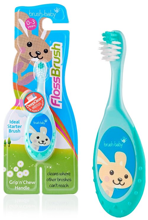 Brush-Baby FlossBrush зубная щетка, 0-3 года, бирюзовая