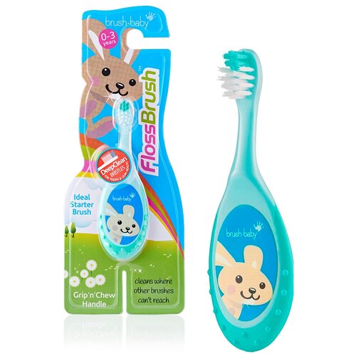 Brush-Baby FlossBrush зубная щетка, 0-3 года, бирюзовая зубная щетка brush baby brb001 10 36 месяцев прозрачный