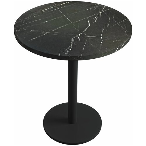 Стол для кухни круглый обеденный нераскладной Лофт, 76х60 см черный (столы для кафе, для кофейни, для кухни)