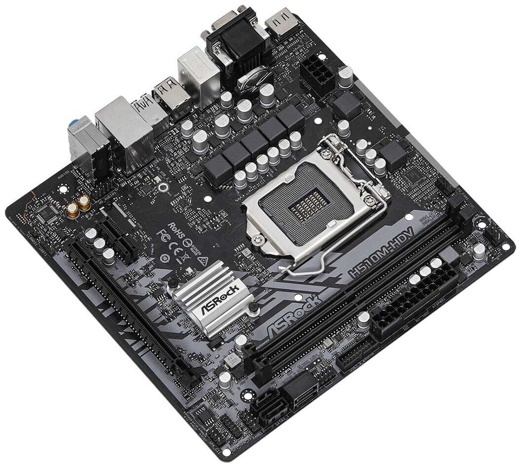 Материнская плата mATX ASRock H510M-HDV LGA1200 H510 2DDR43200 4SATA 6G RAID 2PCIE 71CH Glan D-Sub DVI-D HDMI 4USB 32