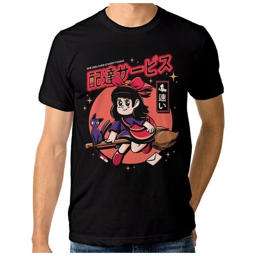 Футболка Design Heroes Аниме Ведьмина служба доставки Мужская Черная 2XL