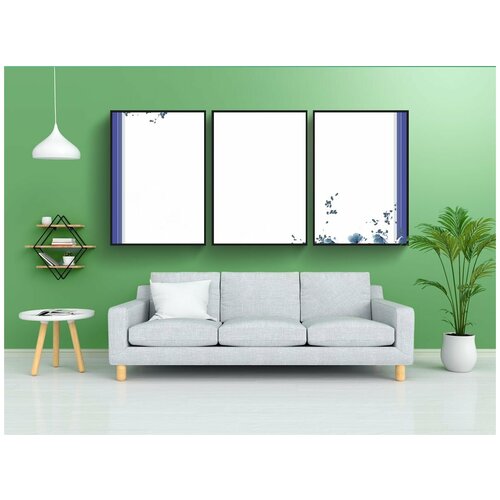 фото Набор модулных постеров для интерьера "рамки, цветок, цветочные узоры" 60x90 см. в тубусе, без рамки lotsprints